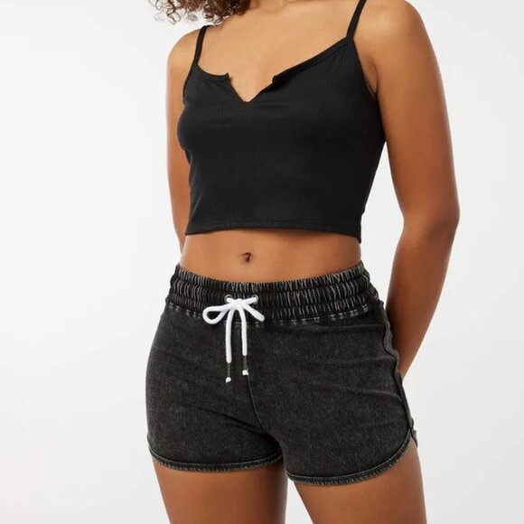 Ardene Women's Low Rise Dolphin Booty Shorts in Washed Black - Picture 1 of 5